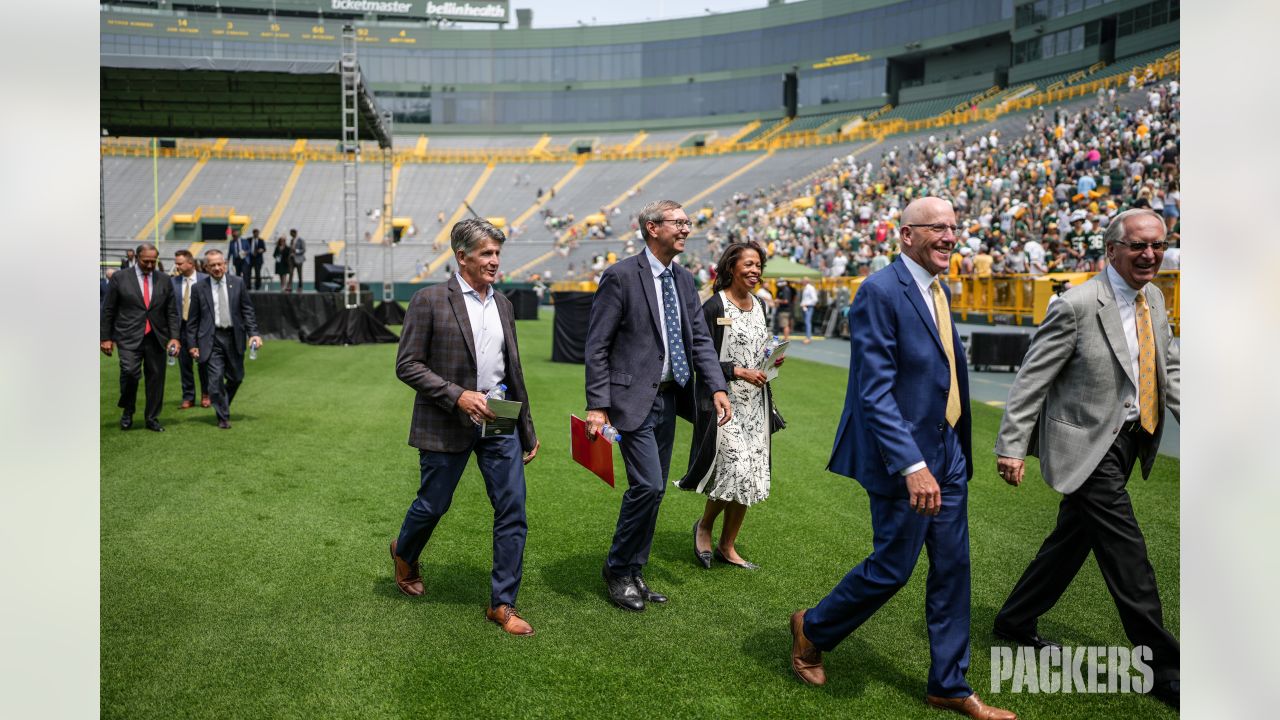 A general view of Lambeau Field as the National anthem is played before an  NFL game between the Green Bay Packers and the New York Jets Sunday, Oct. 16,  2022, in Green