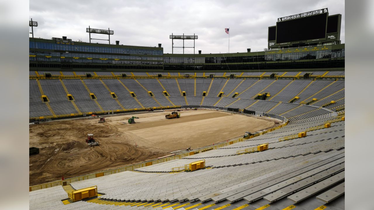 Crews tear up Lambeau Field to replace grass