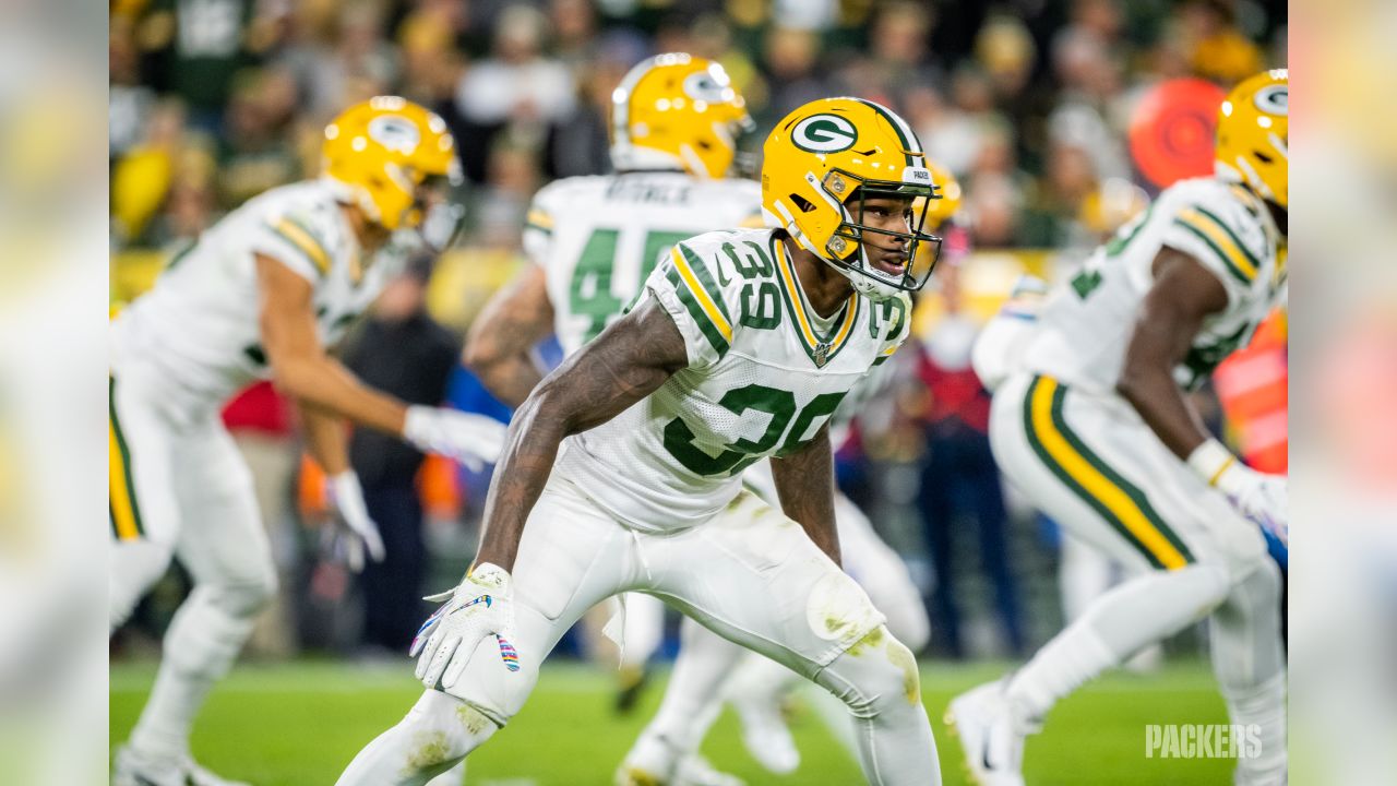 ASHWAUBENON, WI - AUGUST 05: Green Bay Packers wide receiver Allen Lazard  (13) grabs his helmet during Green Bay Packers Family Night at Lambeau  Field, on August 5, 2022 in Green Bay