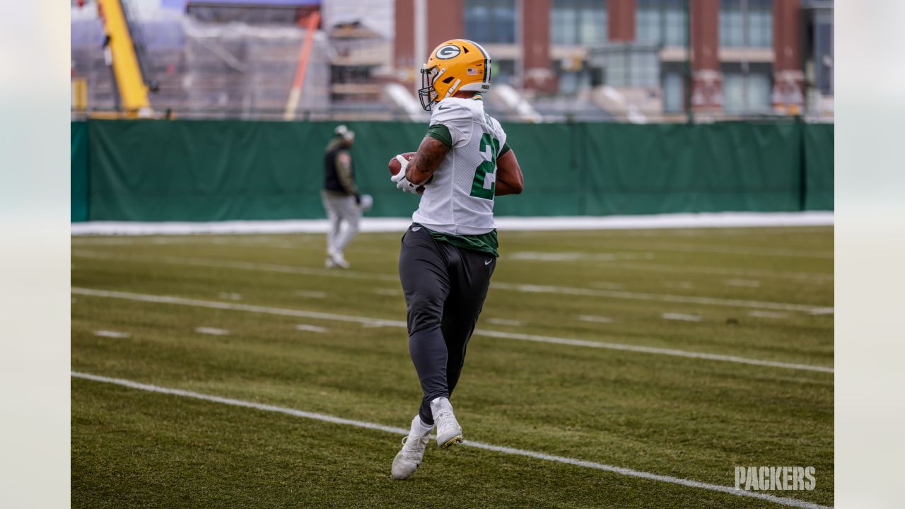 16th January 2021; Lambeau Field, Green Bay, WI, USA; Green Bay Packers  inside linebacker Krys Barnes (51) calls a play during a NFL Divisional  Playoff game between the Green Bay Packers and