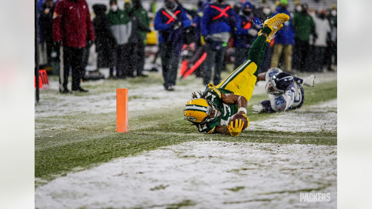 Packers Time Capsule: AJ Dillon plows through the snow in 2020 win over  Titans - Acme Packing Company