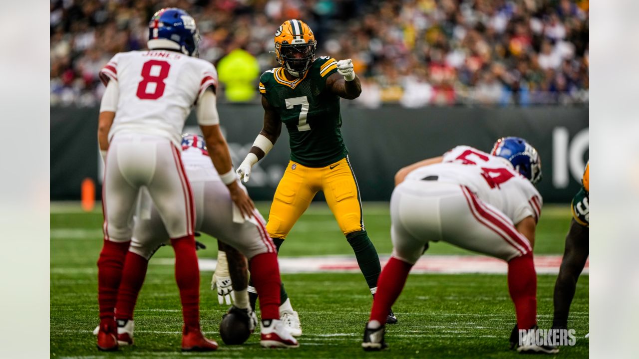 Green Bay Packers wide receiver Randall Cobb (18) reacts after making  yardage during the first quarter of an NFL game between the New York Giants  and the Green Bay Packers at the