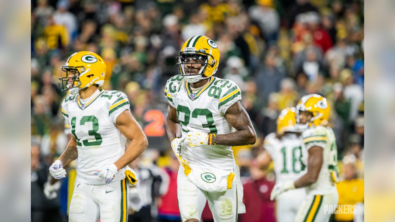 Green Bay Packers wide receiver Allen Lazard catches during pregame of an  NFL football game against the Detroit Lions, Sunday, Nov. 6, 2022, in  Detroit. (AP Photo/Duane Burleson Stock Photo - Alamy