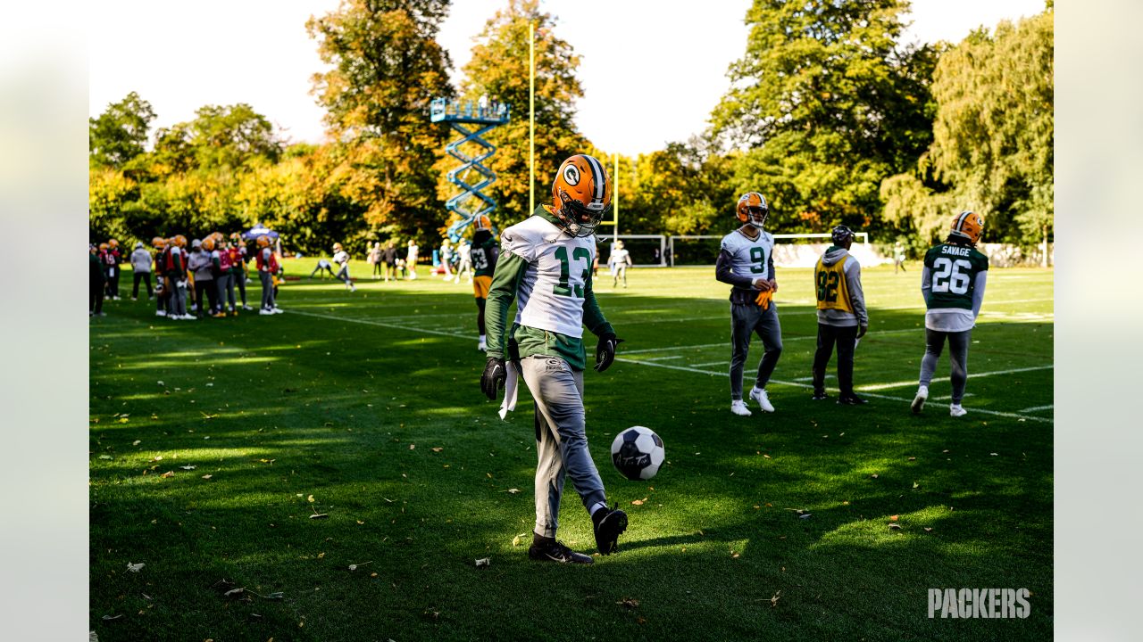 Green Bay Packers head coach Matt LaFleur during a press conference at the  Team Hotel Green Bay Packers practice at the Grove Hotel, Watford, north of  London on Friday, Oct. 07 2022