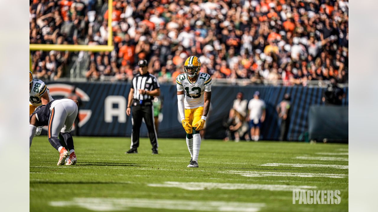 September 05, 2019: Chicago, Illinois, U.S. - Packers #33 Aaron Jones in  action during the NFL Game between the Green Bay Packers and Chicago Bears  at Soldier Field in Chicago, IL. Photographer: