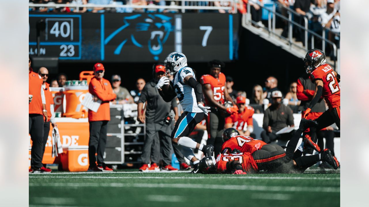 Carolina Panthers linebacker Chandler Wooten (50) works during the second  half of an NFL football game