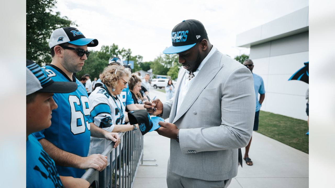 Watch: Panthers OT Ikem Ekwonu does 'Ickey Shuffle' after minicamp TD