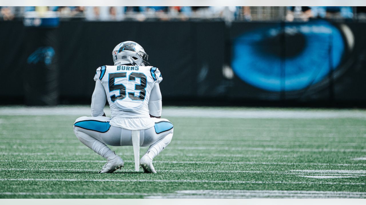 November 10, 2022: Carolina Panthers defensive end Brian Burns (53) reacts  after a stop during the second half of the NFL matchup [Brian Burns] in  Charlotte, NC. (Scott Kinser/Cal Sport Media/Sipa USA)(Credit