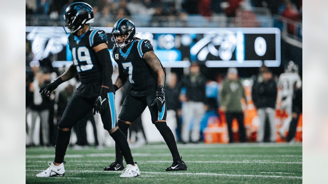 Carolina Panthers wide receiver Laviska Shenault Jr. runs for a touchdown  against the Atlanta Falcons during the first half of an NFL football game  on Thursday, Nov. 10, 2022, in Charlotte, N.C. (