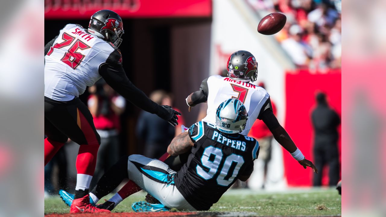 Carolina Panthers linebacker Chandler Wooten (50) works during the second  half of an NFL football game