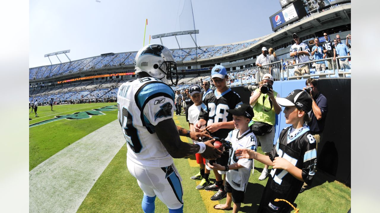 A Salute to Service sticker is seen on Carolina Panthers wide receiver Shi  Smith's helmet as he warms up before an NFL football game against the  Baltimore Ravens, Sunday, Nov. 20, 2022