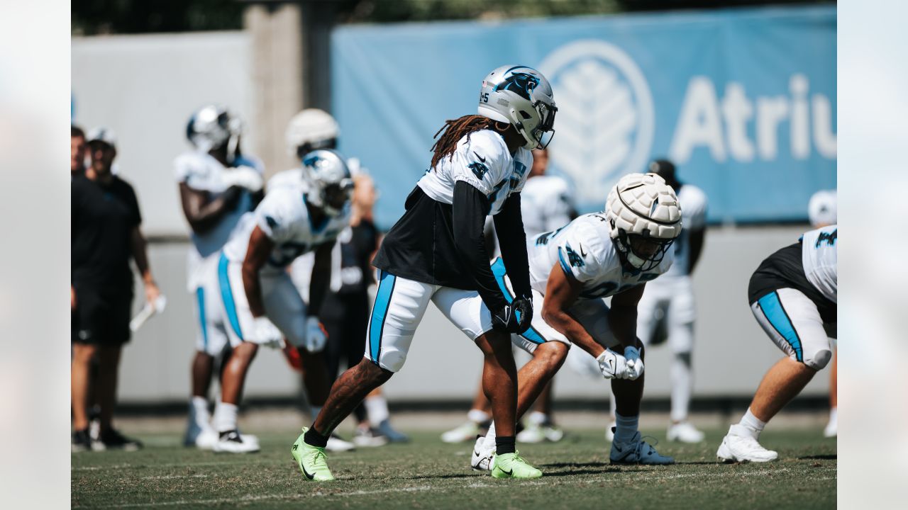 Carolina Panthers linebacker Brandon Smith walks to the field at the NFL  football team's training camp on Saturday, July 29, 2023, in Spartanburg,  S.C. (AP Photo/Jacob Kupferman Stock Photo - Alamy