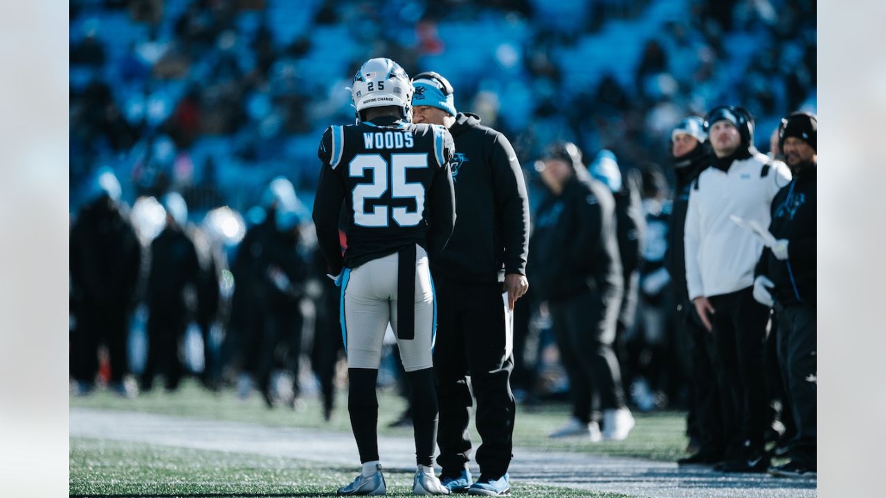 Charlotte, NC USA; Carolina Panthers quarterback Sam Darnold (14) runs in  for a touchdown during an NFL game against the Detroit Lions at Bank of  America Stadium, Saturday, December 24, 2022. The