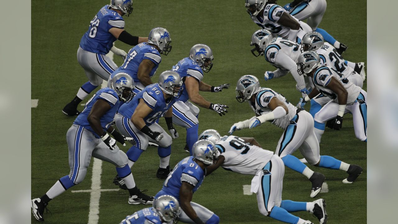 Carolina Panthers Vs. Detroit Lions. NFL Game. American Football League  Match. Silhouette Of Professional Player Celebrate Touch Down. Screen In  Background. Stock Photo, Picture And Royalty Free Image. Image 151155670.