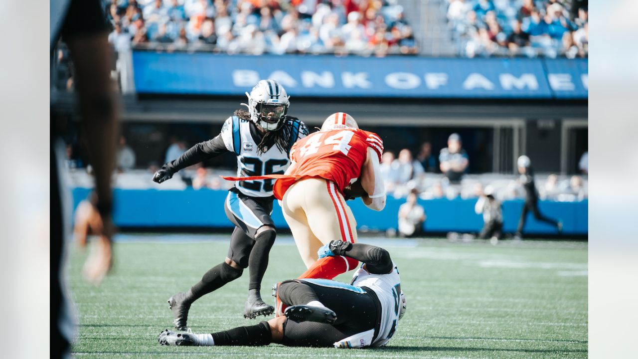 Carolina Panthers defensive tackle Derrick Brown (95) wears a Crucial Catch  t-shirt as he warms up prior to an NFL football game against the  Philadelphia Eagles, Sunday, Oct. 10, 2021, in Charlotte