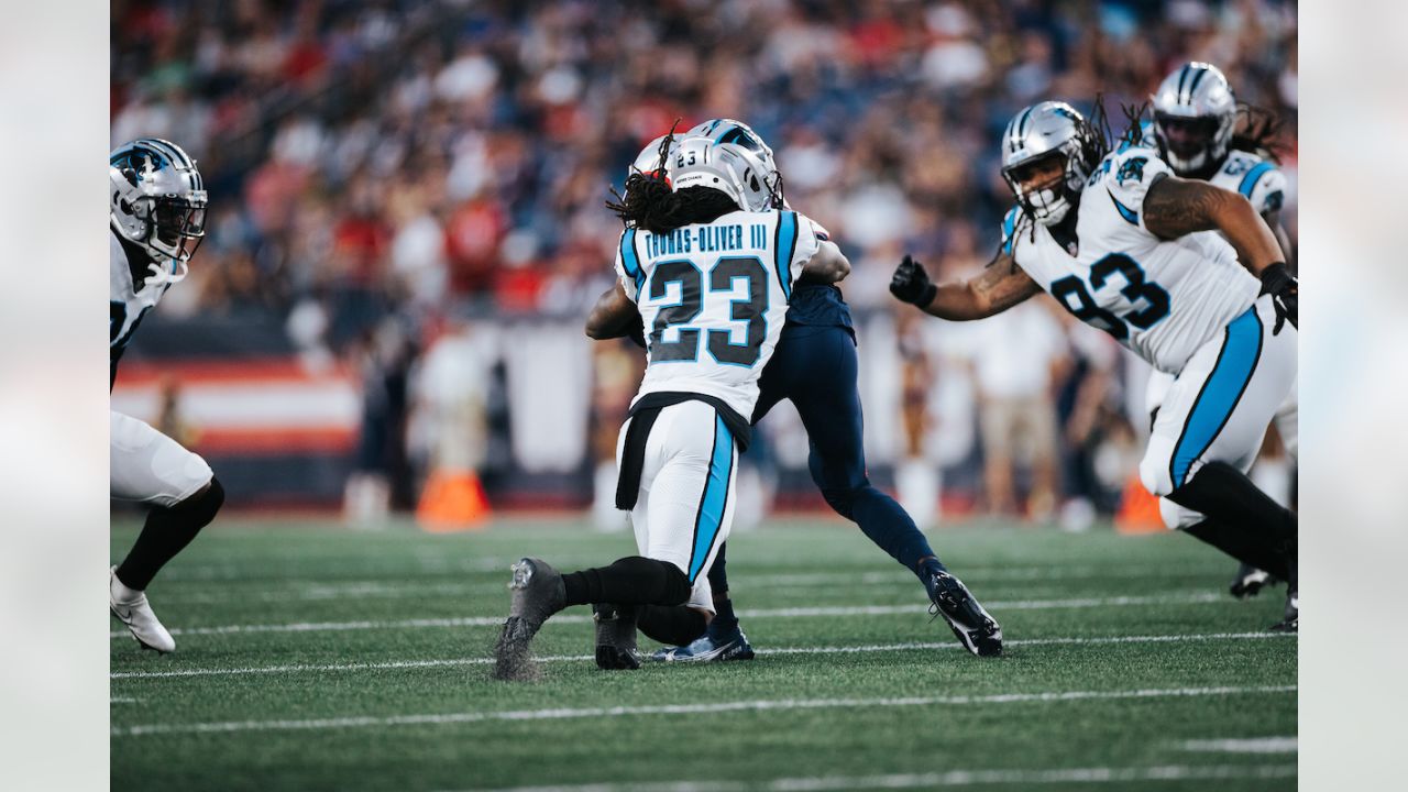 Panthers LT Ikem Ekwonu flattens Patriots defender in 1st start