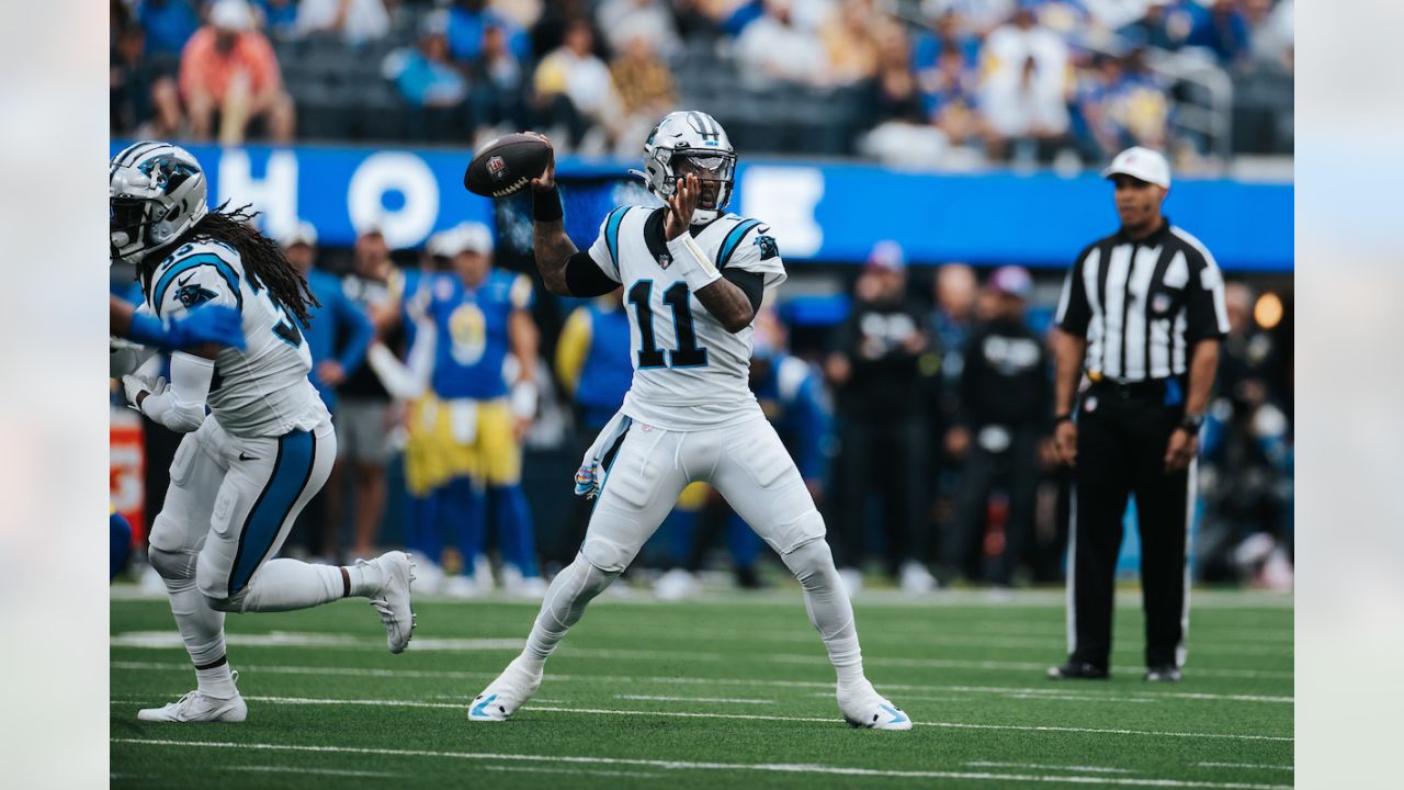 Carolina Panthers linebacker Frankie Luvu downs Indianapolis Colts  quarterback Jacob Eason for major 13-yard sack