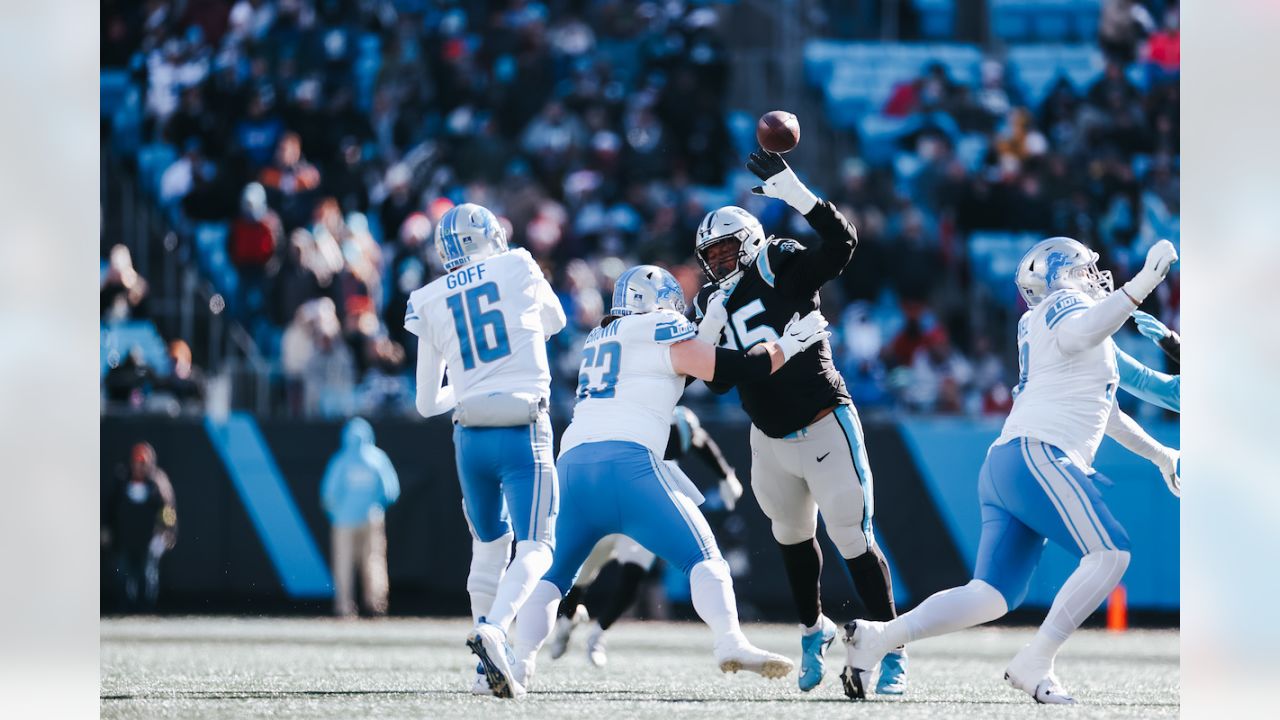 Carolina Panthers defensive back Xavier Woods gives Panthers key  fourth-down stop inside red zone with PBU on Detroit Lions wide receiver  Josh Reynolds