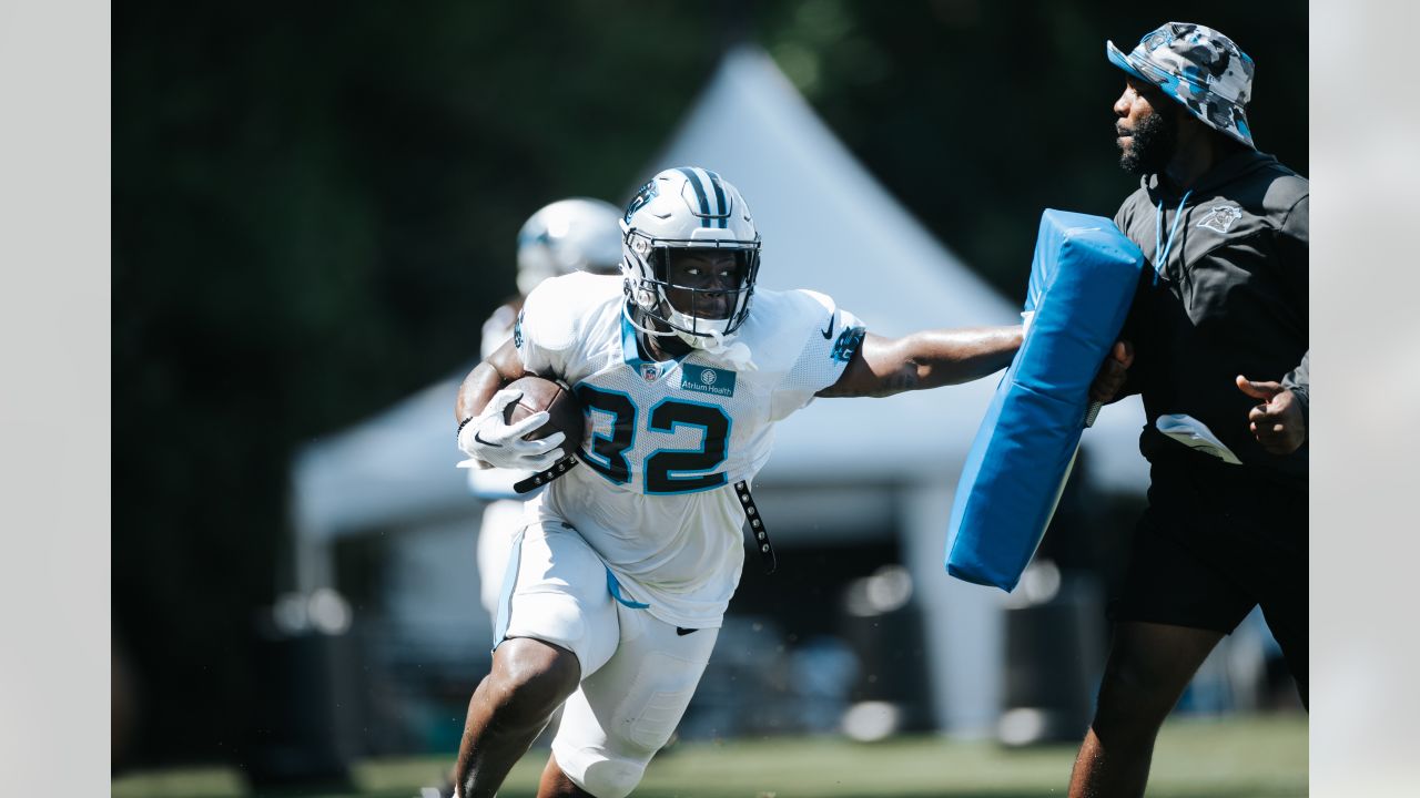 Carolina Panthers offensive tackle Ikem Ekwonu walks onto the field at the  NFL football team's training camp on Saturday, July 29, 2023, in  Spartanburg, S.C. (AP Photo/Jacob Kupferman Stock Photo - Alamy