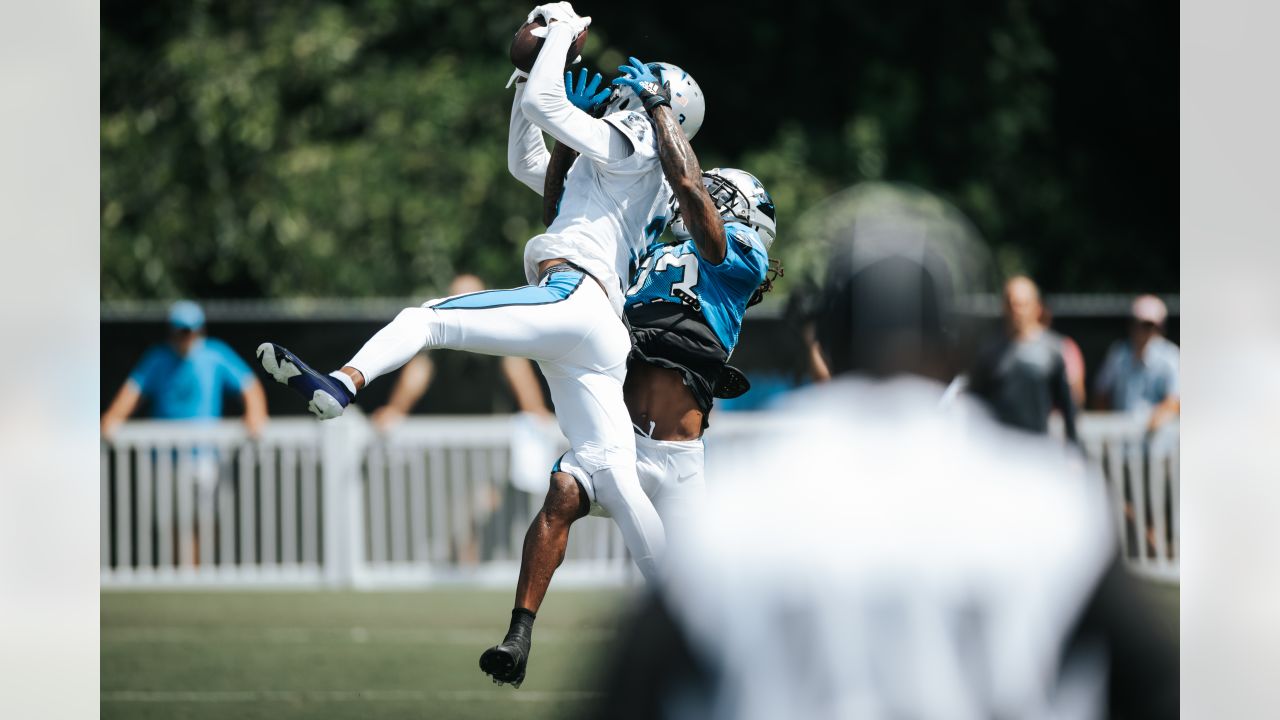 SPARTANBURG, SC - JULY 28: Carolina Panthers tackle Ikem Ekwonu (79) walks  to the practice field during the Carolina Panthers training camp at Wofford  College in Spartanburg, S.C. on July 28, 2022. (