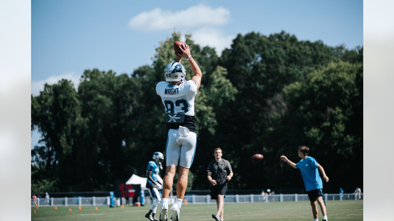 SPARTANBURG, SC - JULY 28: Carolina Panthers tackle Ikem Ekwonu (79) walks  to the practice field during the Carolina Panthers training camp at Wofford  College in Spartanburg, S.C. on July 28, 2022. (