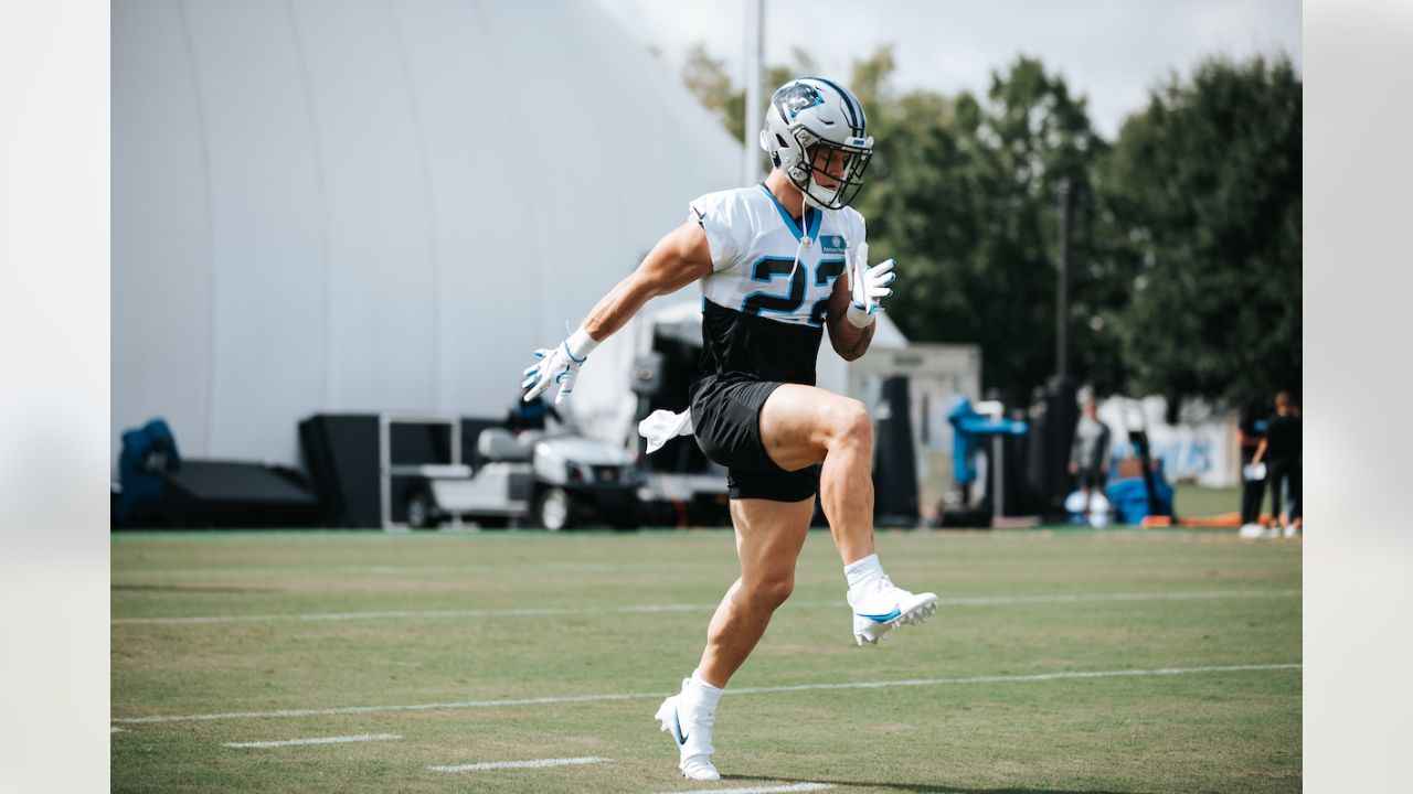 Carolina Panthers quarterback Jacob Eason (16) warms up prior to the start  of an NFL football game against the Tampa Bay Buccaneers Sunday, Oct. 23,  2022, in Charlotte, N.C. (AP Photo/Jacob Kupferman