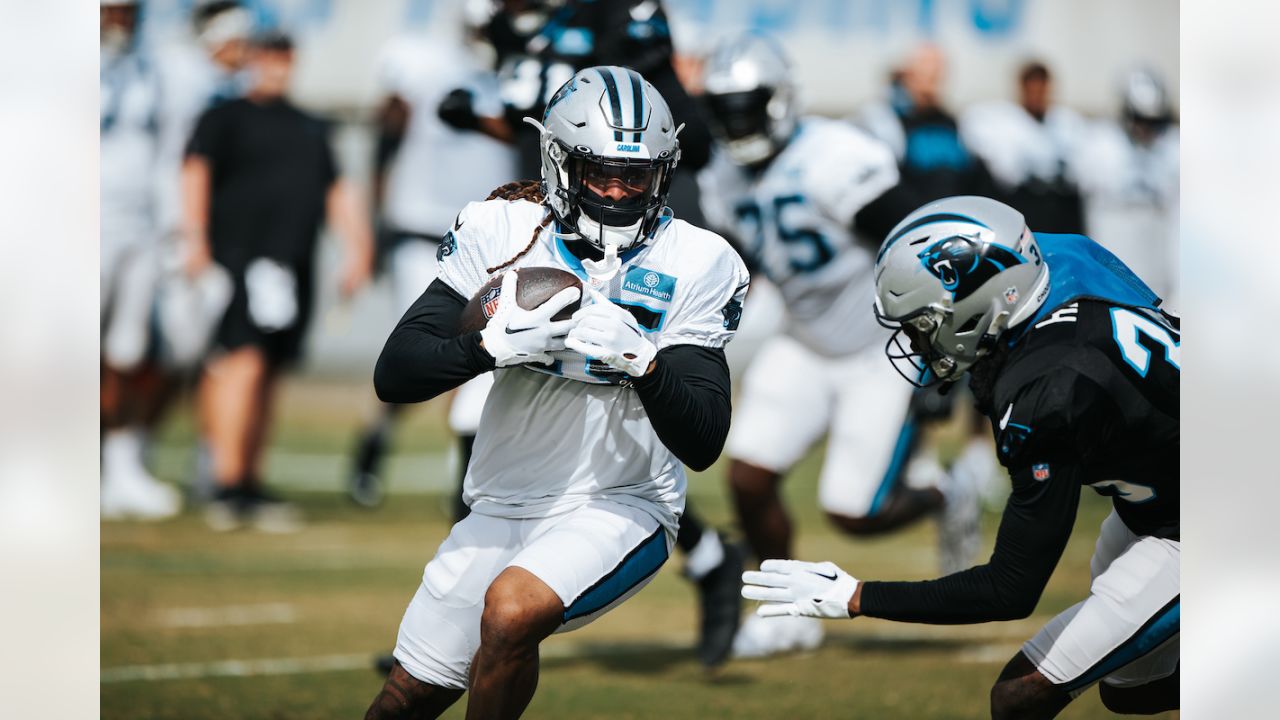 Carolina Panthers safety Jeremy Chinn plays against the New England Patriots  during the second half of an NFL football game Sunday, Nov. 7, 2021, in  Charlotte, N.C. (AP Photo/Jacob Kupferman Stock Photo 