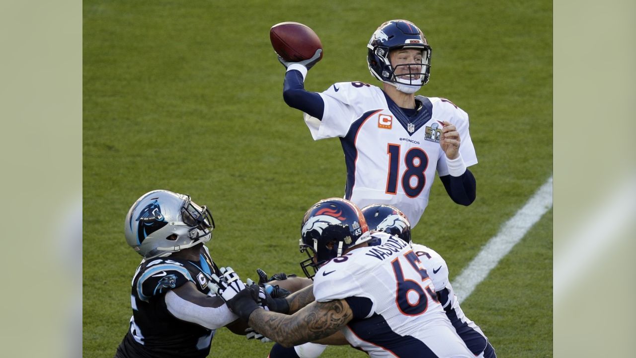 Denver Broncos linebacker Von Miller (58) sacks Carolina Panthers  quarterback Cam Newton (1) to force a fumble recovered by Denver's Malik  Johnson for a touchdown in the end zone during the first