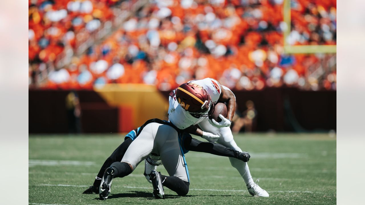 Carolina Panthers defensive end Amare Barno (90) during an NFL football  game against the Carolina Panthers Sunday, Oct. 30, 2022, in Atlanta. (AP  Photo/John Amis Stock Photo - Alamy