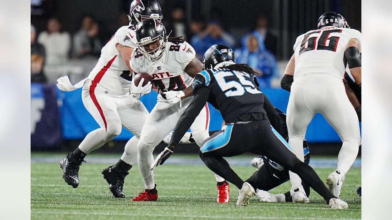 Carolina Panthers wide receiver Laviska Shenault Jr. runs for a touchdown  against the Atlanta Falcons during the first half of an NFL football game  on Thursday, Nov. 10, 2022, in Charlotte, N.C. (