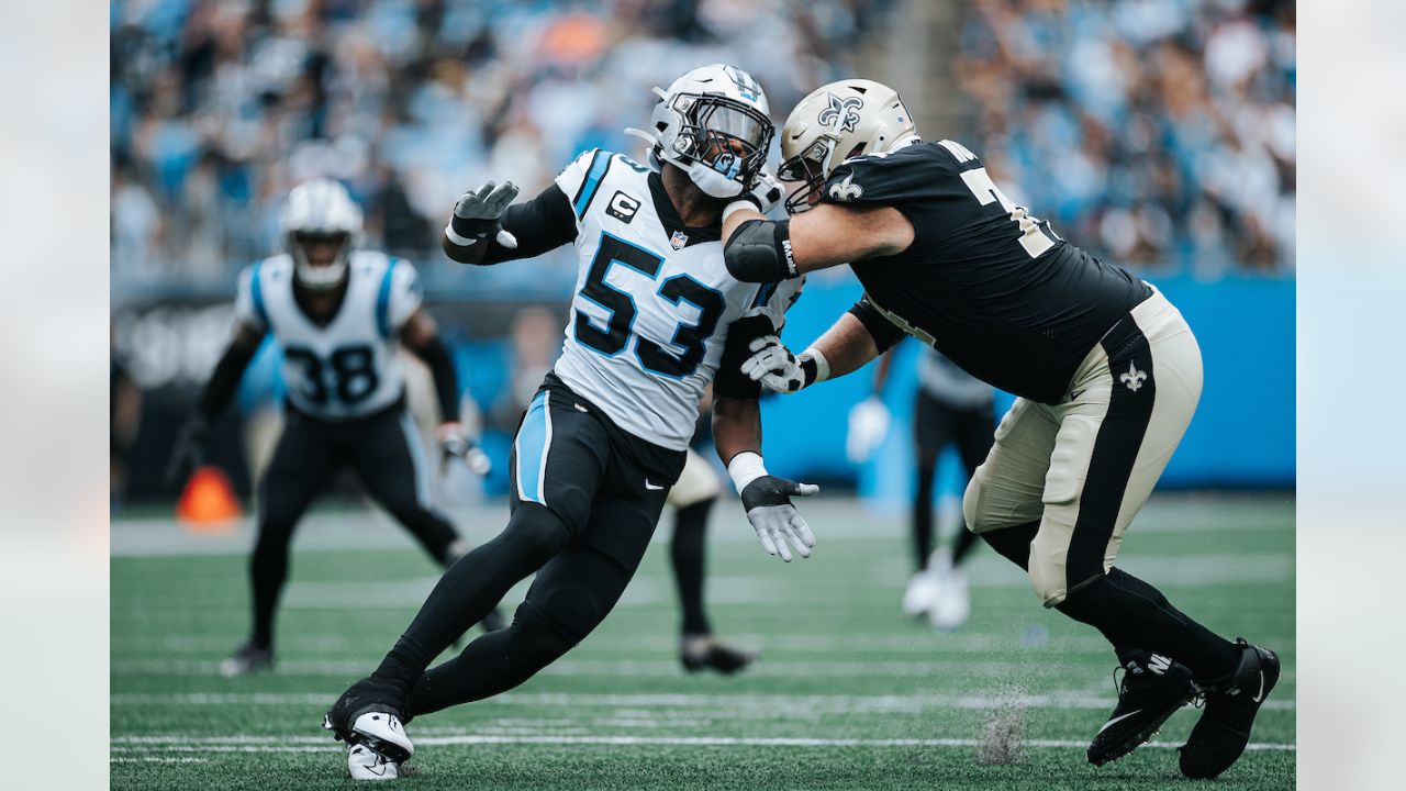 Laviska Shenault Jr. #15 of the Carolina Panthers reacts after