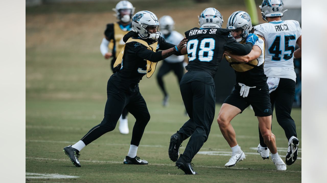 Carolina Panthers quarterback Jacob Eason (16) warms up prior to the start  of an NFL football game against the Tampa Bay Buccaneers Sunday, Oct. 23,  2022, in Charlotte, N.C. (AP Photo/Jacob Kupferman