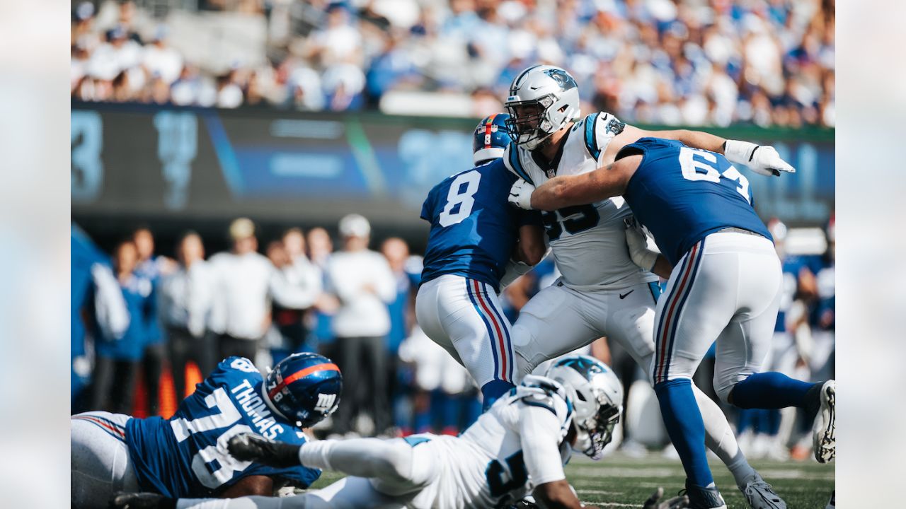 Carolina Panthers linebacker Arron Mosby (46) lines up on defense during an  NFL preseason football game against the Buffalo Bills, Saturday, Aug. 26,  2022, in Charlotte, N.C. (AP Photo/Brian Westerholt Stock Photo - Alamy