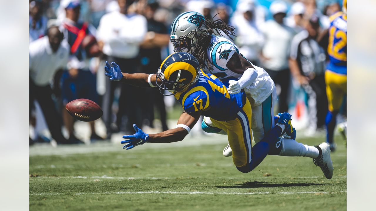 Carolina Panthers cornerback Donte Jackson (26) celebrates after a safety  during an NFL football game against the Philadelphia Eagles, Sunday, Oct.  10, 2021, in Charlotte, N.C. (AP Photo/Brian Westerholt Stock Photo - Alamy