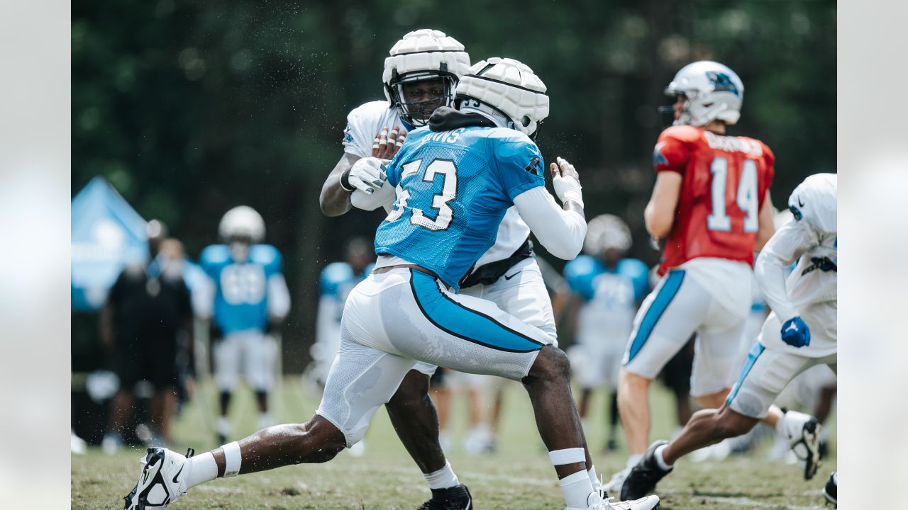 Carolina Panthers guard Michael Jordan walks across the practice field at  the NFL football team's training camp at Wofford College in Spartanburg,  S.C., Thursday, July 28, 2022. (AP Photo/Nell Redmond Stock Photo 