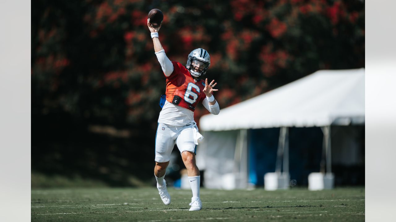 Baker Mayfield snags Panthers' No. 6 from Johnny Hekker