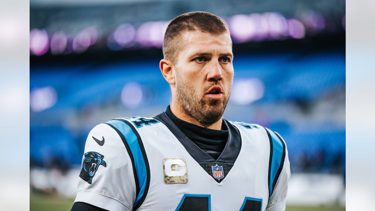 Carolina Panthers long snapper J.J. Jansen (44) encourages