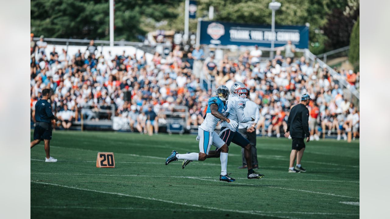 Ikem Ekwonu of the Carolina Panthers stands on the sidelines