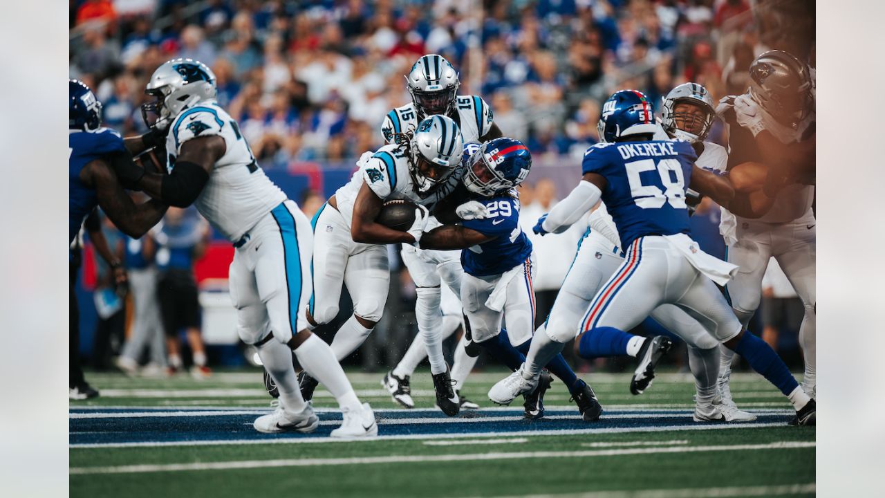 Carolina Panthers running back Spencer Brown (41) warms up before an NFL  pre-season football game against the New York Giants on Friday, Aug. 18,  2023, in East Rutherford, N.J. (AP Photo/Rusty Jones