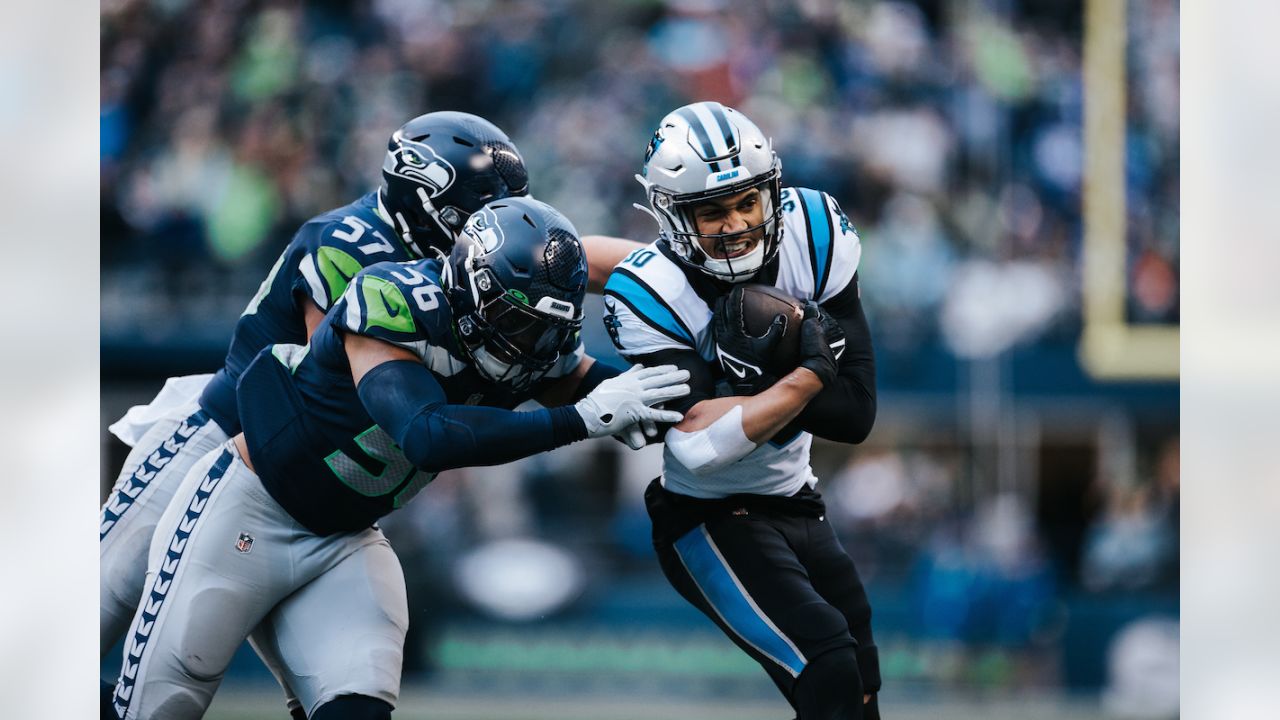 CHARLOTTE, NC - NOVEMBER 27: Carolina Panthers defensive tackle Daviyon  Nixon (54) during an NFL football game between the Denver Broncos and the Carolina  Panthers on November 27, 2022, at Bank of