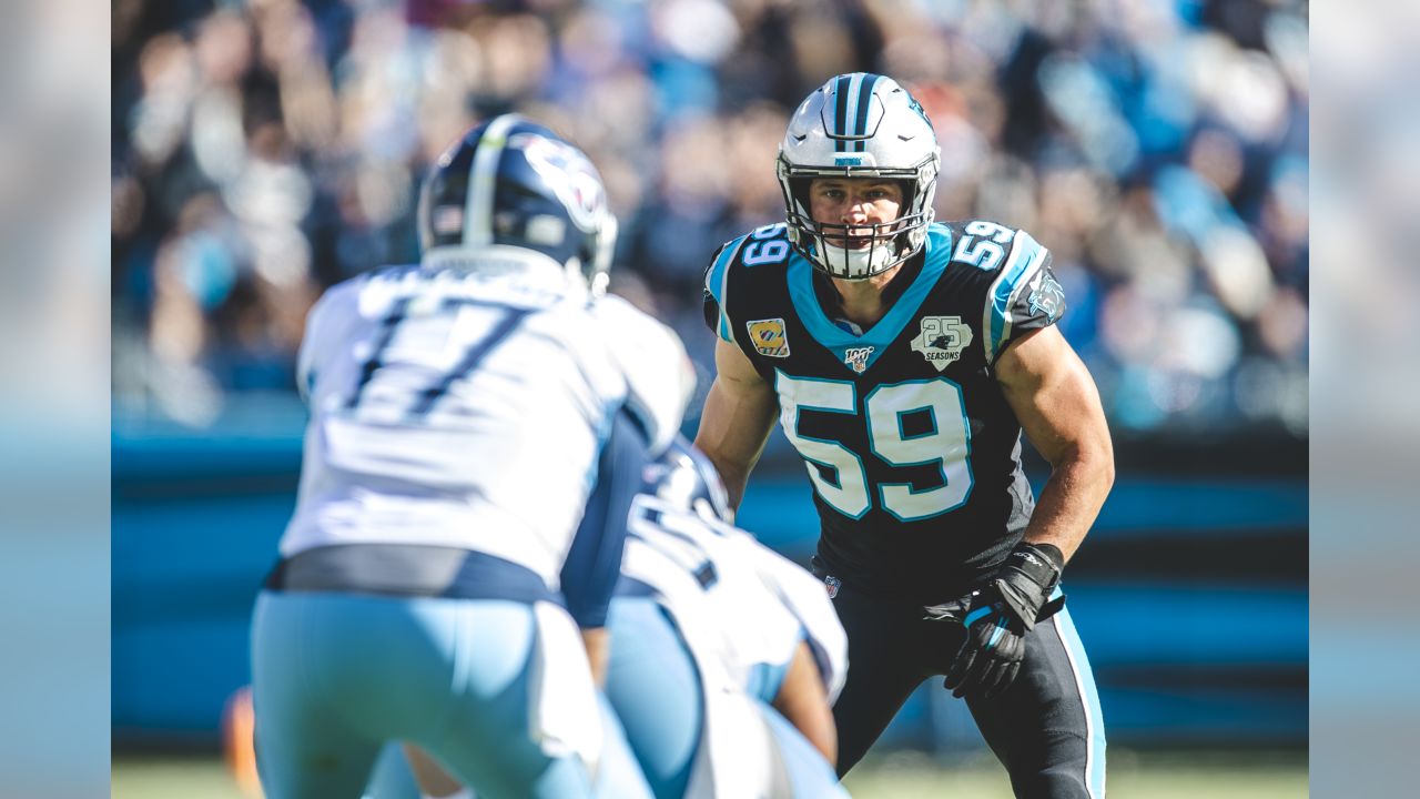 Keep Pounding! Carolina Panthers Luke Kuechly Bright BLUE Series Unise -  Seven Miles Per Second