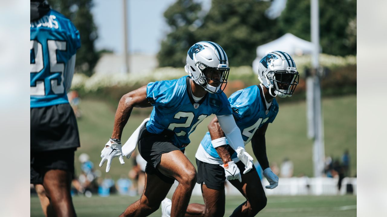 SPARTANBURG, SC - AUGUST 09: Carolina Panthers wide receiver DJ Moore (2)  during the Carolina Panthers training camp on August 09, 2022, at Wofford  College in Spartanburg, SC. (Photo by John Byrum/Icon