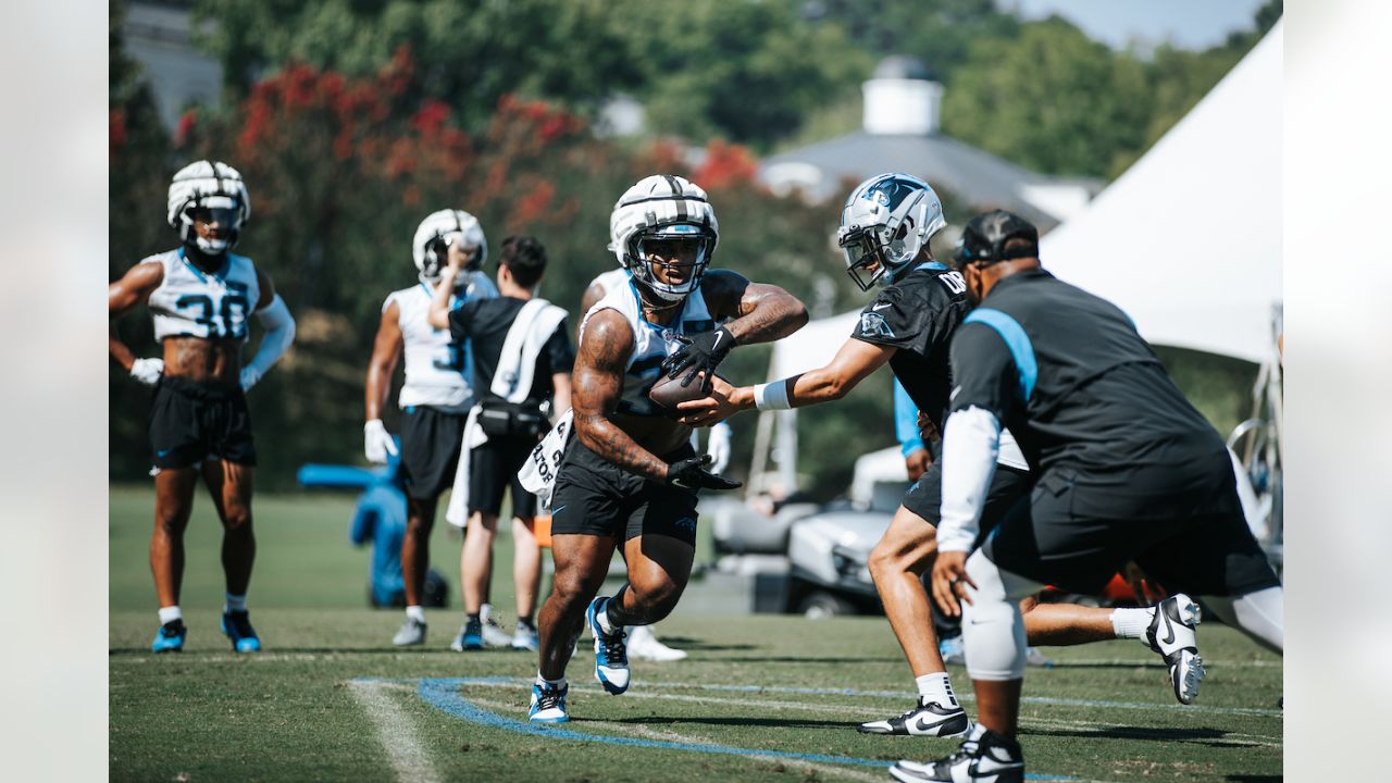 Laviska Shenault Jr. #15 of the Carolina Panthers reacts after