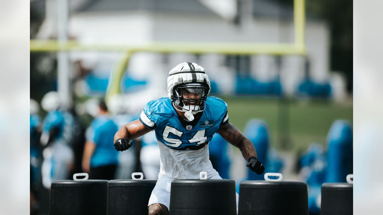 Carolina Panthers defensive end Kobe Jones (91) lines up on