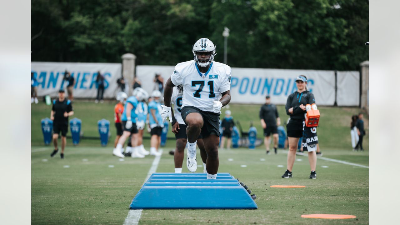 Carolina Panthers quarterback Bryce Young smiles during the NFL football  team's rookie minicamp, Saturday, May 13, 2023, in Charlotte, N.C. (AP  Photo/Chris Carlson Stock Photo - Alamy