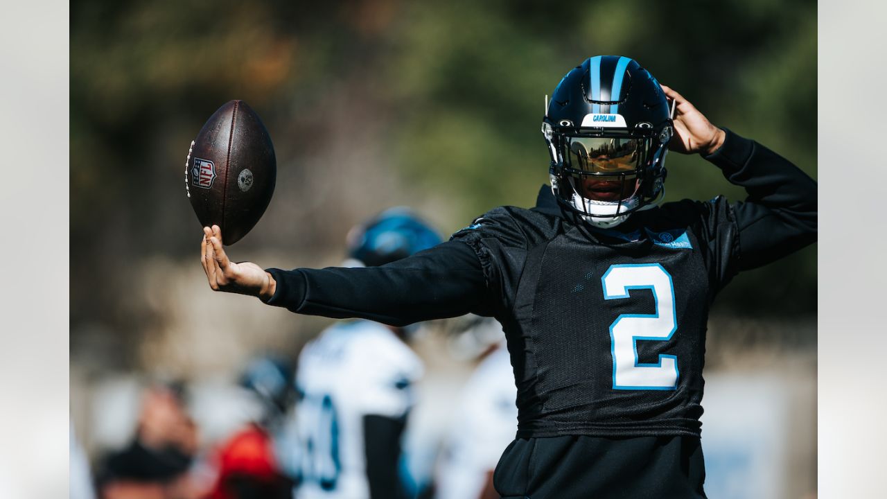 CHARLOTTE, NC - NOVEMBER 10: Carolina Panthers defensive tackle Derrick  Brown (95), defensive end Yetur Gross-Matos (97) and defensive tackle Matt  Ioannidis (99) during an NFL football game between the Atlanta Falcons