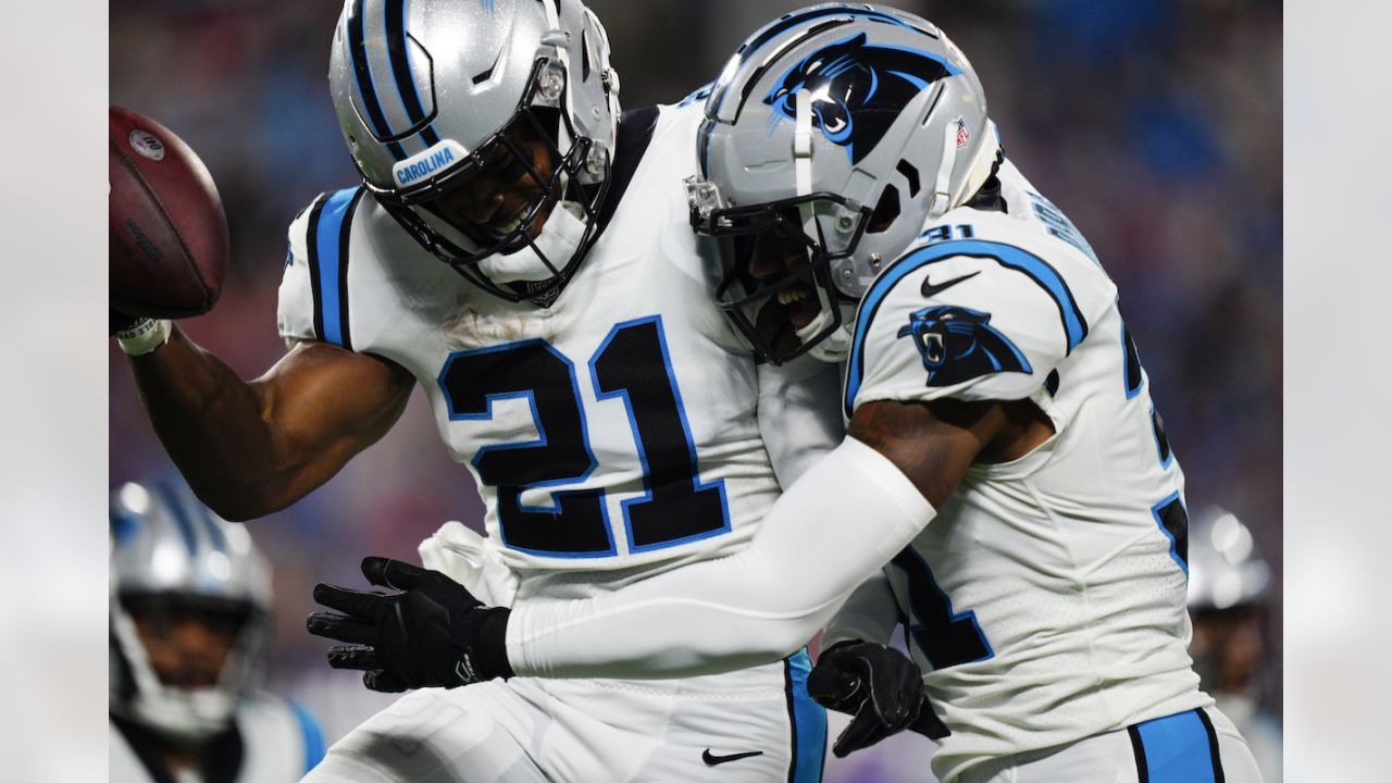 Jeremy Chinn of the Carolina Panthers celebrates after recovering