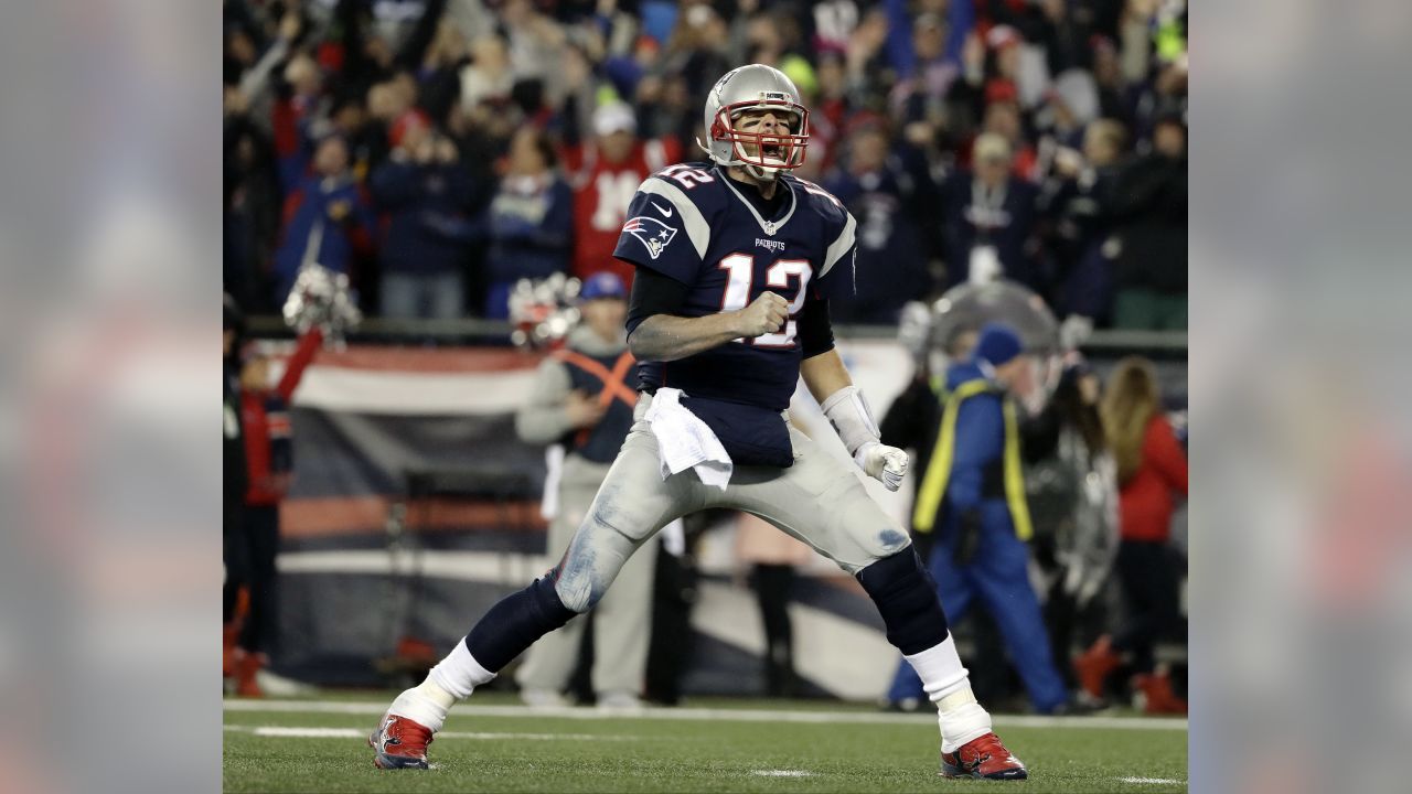 New England Patriots running back LeGarrette Blount (29) celebrates a  touchdown with the End Zone Militia during the second half of the AFC  championship NFL football game against the Pittsburgh St …