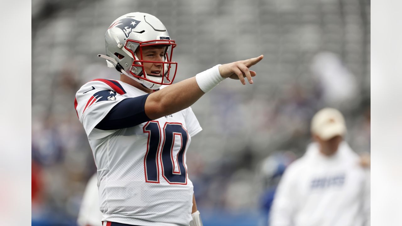 New England Patriots wide receiver Gunner Olszewski (80) warms up before  taking on the New York Giants in an NFL preseason football game, Sunday,  Aug. 29, 2021, in East Rutherford, N.J. (AP