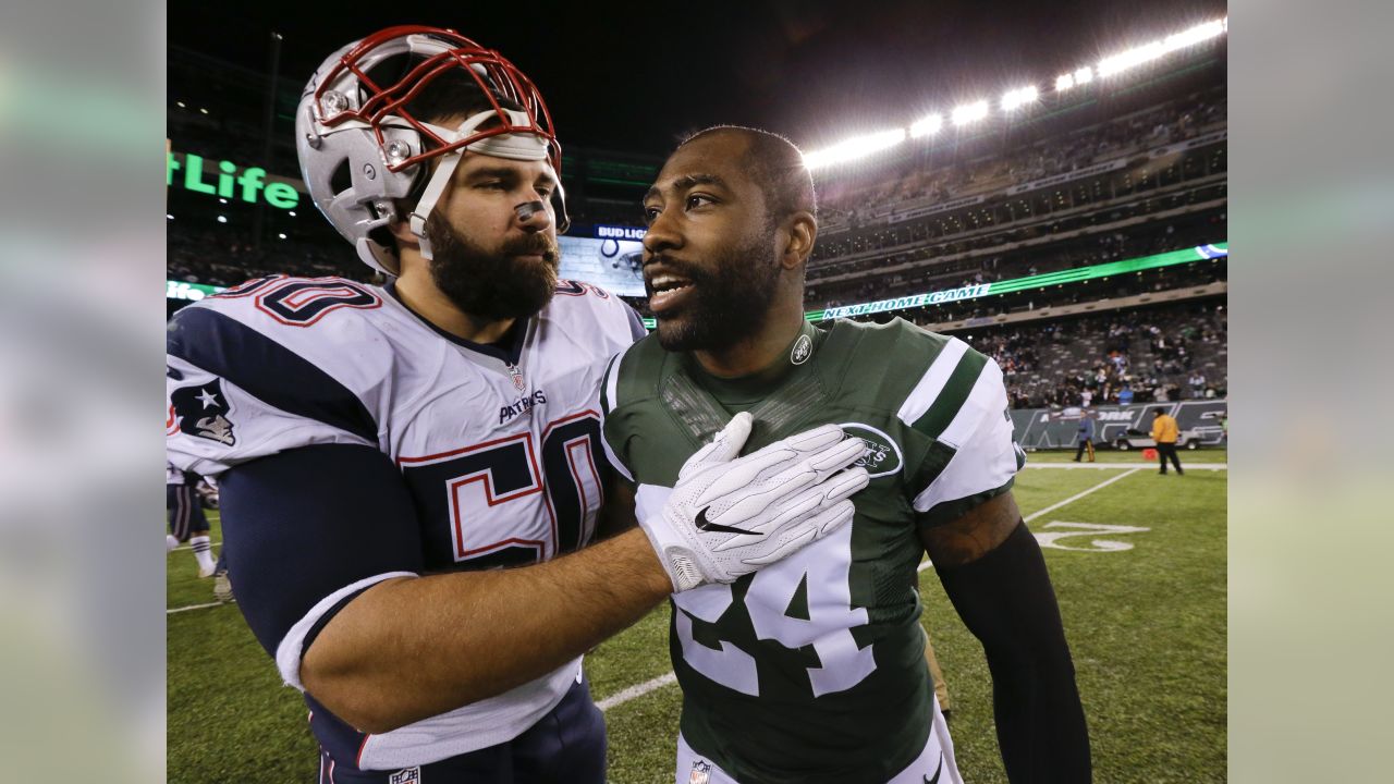 December 21, 2014: New England Patriots cornerback Darrelle Revis (24)  looks on during warm-ups prior to the NFL game between the New England  Patriots and the New York Jets at MetLife Stadium